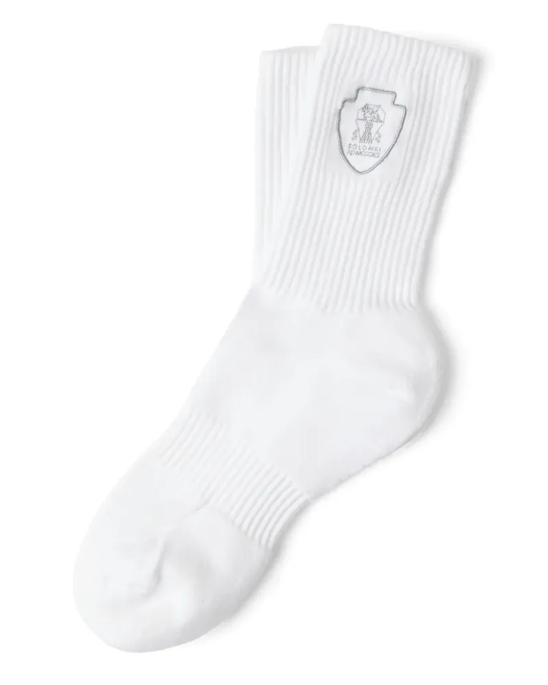 Brunello Cucinelli Socken mit Logo-Stickerei - Weiß Weiß