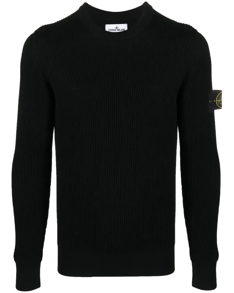 Stone Island Strickpullover mit Logo-Patch - Schwarz Schwarz