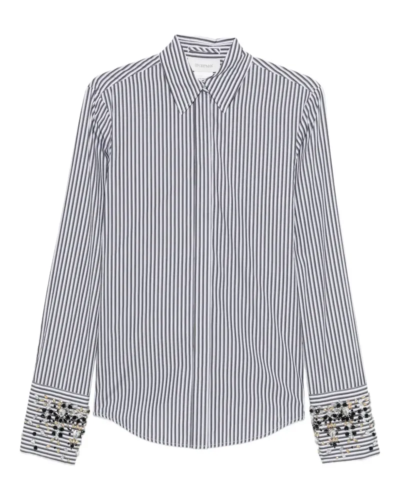 SPORTMAX Gestreiftes Hemd mit Verzierung - Weiß Weiß