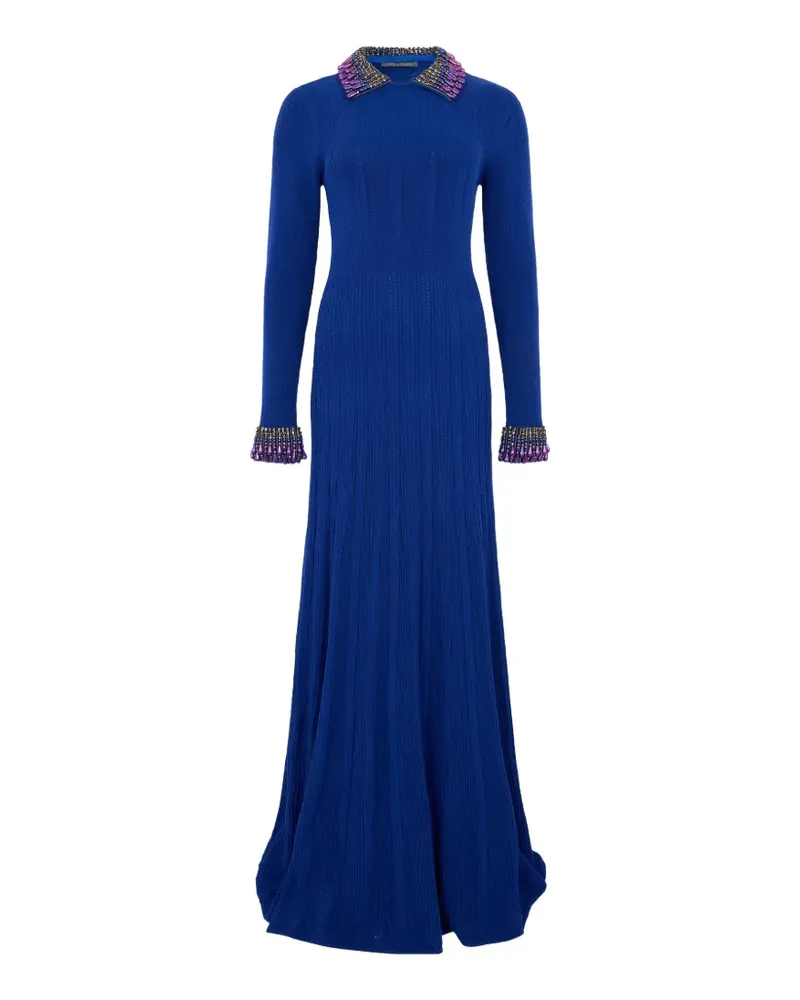Alberta Ferretti Maxikleid mit Perlen - Blau Blau