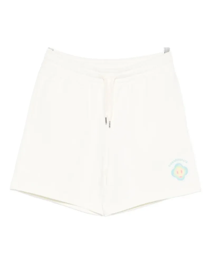 Casablanca Paris Smiley Shorts mit Kordelzug - Weiß Weiß