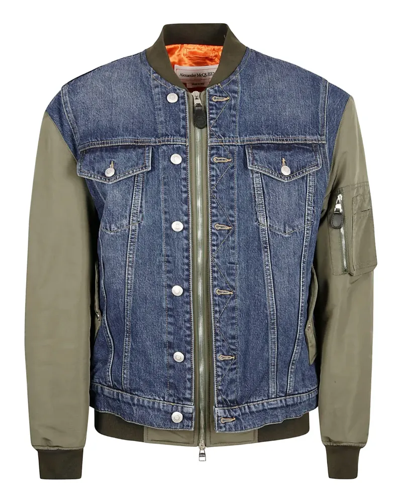 Alexander McQueen Bomberjacke mit Jeanseinsätzen - Blau Blau
