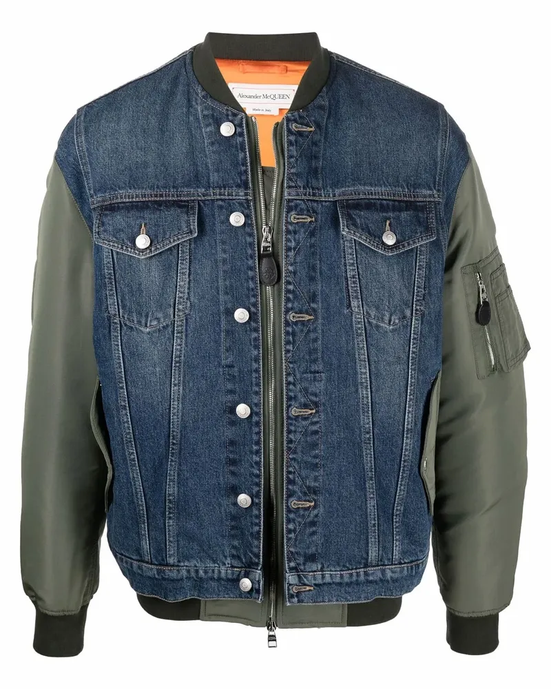 Alexander McQueen Bomberjacke mit Jeanseinsätzen - Blau Blau