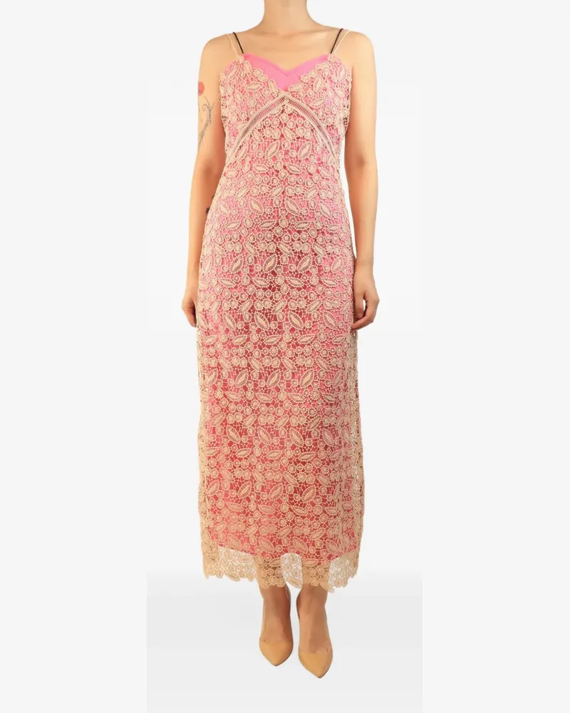 Self-Portrait Maxikleid mit Spitzenstickerei - Rosa Rosa