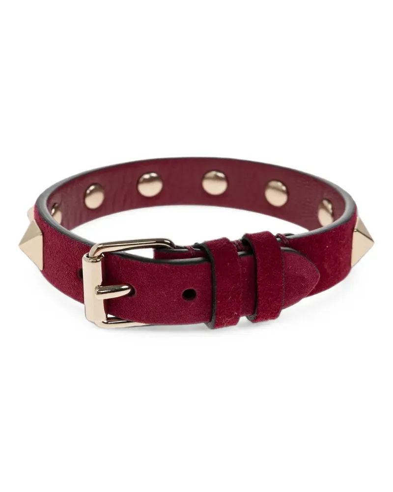 Valentino Garavani Rockstud Armband aus Wildleder - Rot Rot