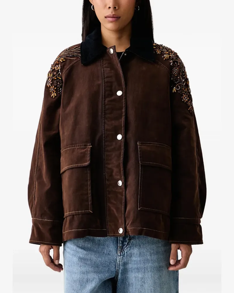 Ermanno Scervino Jacke mit verziertem Cordkragen - Braun Braun