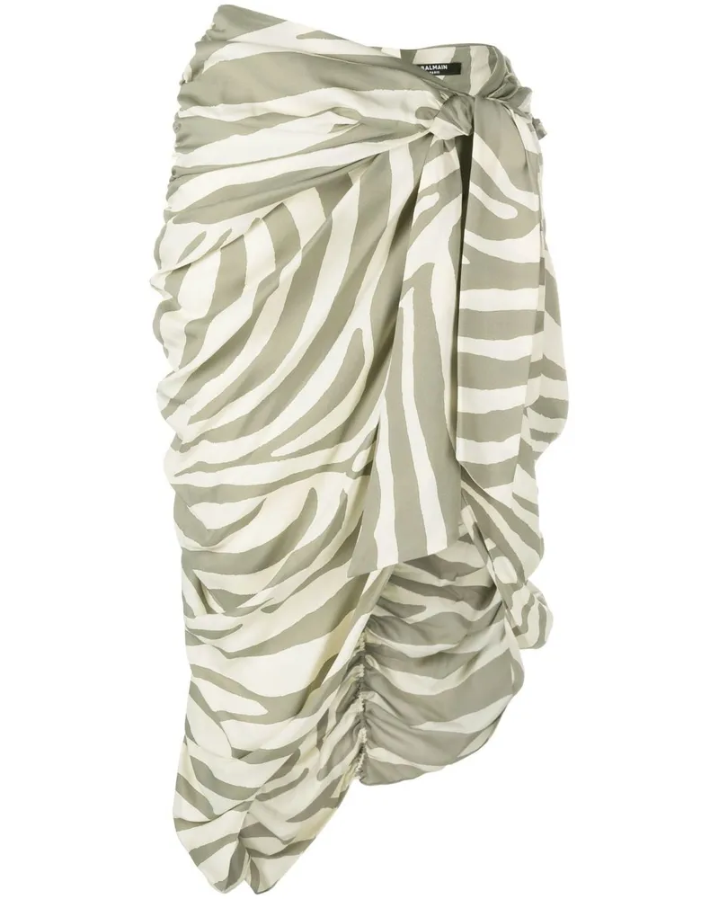 Balmain Midirock mit Zebra-Print - Nude Nude