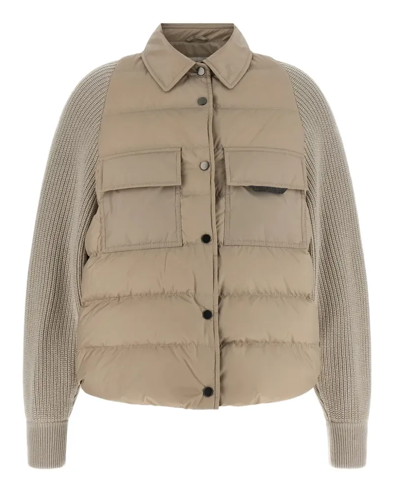 Brunello Cucinelli quilted Monile-detail jacket - Braun Braun