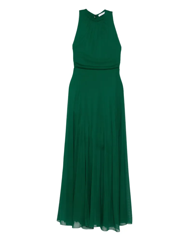 Max Mara Gerafftes Carnet Maxikleid - Grün Grün