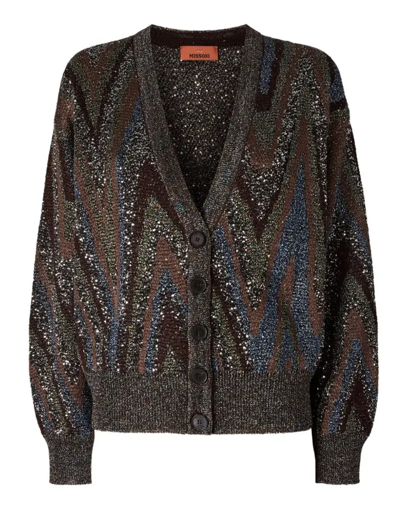 Missoni Zick-Zack-Strickjacke mit Pailletten - Grau Grau