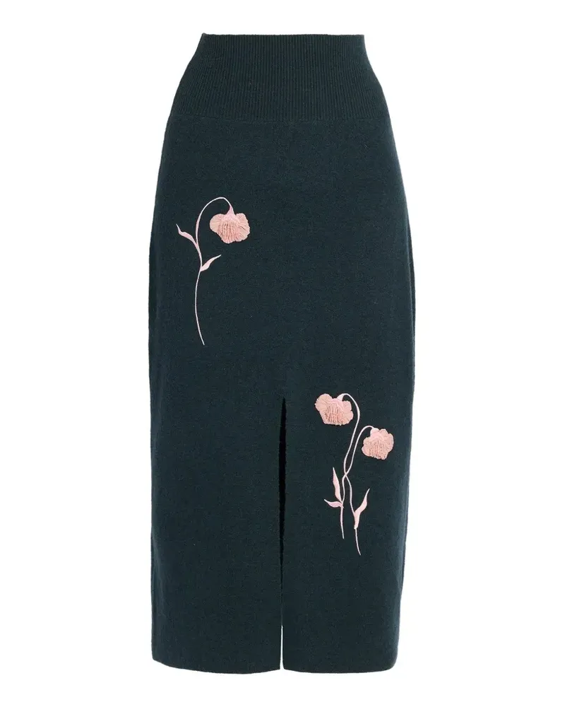 Erdem Minirock mit Blumenstickerei - Blau Blau