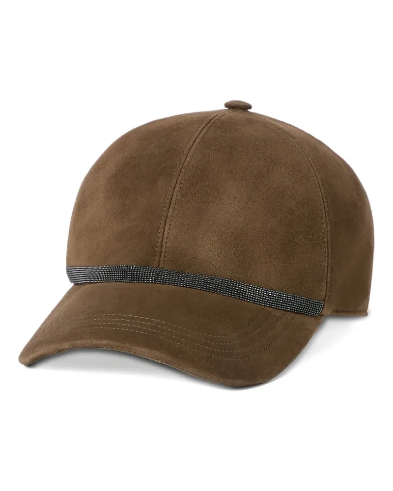 Brunello Cucinelli Baseballkappe aus Wildleder mit glänzendem Band - Braun Braun