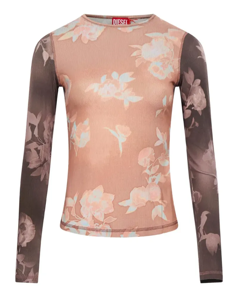 Diesel Geripptes Oberteil mit Blumenprint - Rosa Rosa