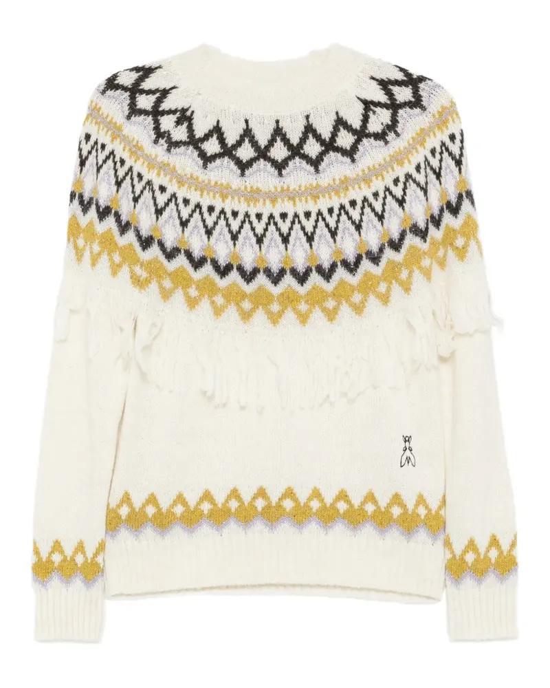 Patrizia Pepe fringed Fair Isle sweater - Nude Nude