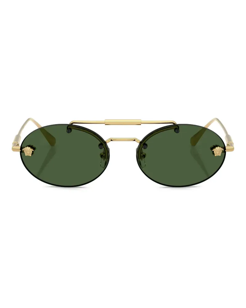 Versace Sonnenbrille mit ovalem Gestell - Gold Gold