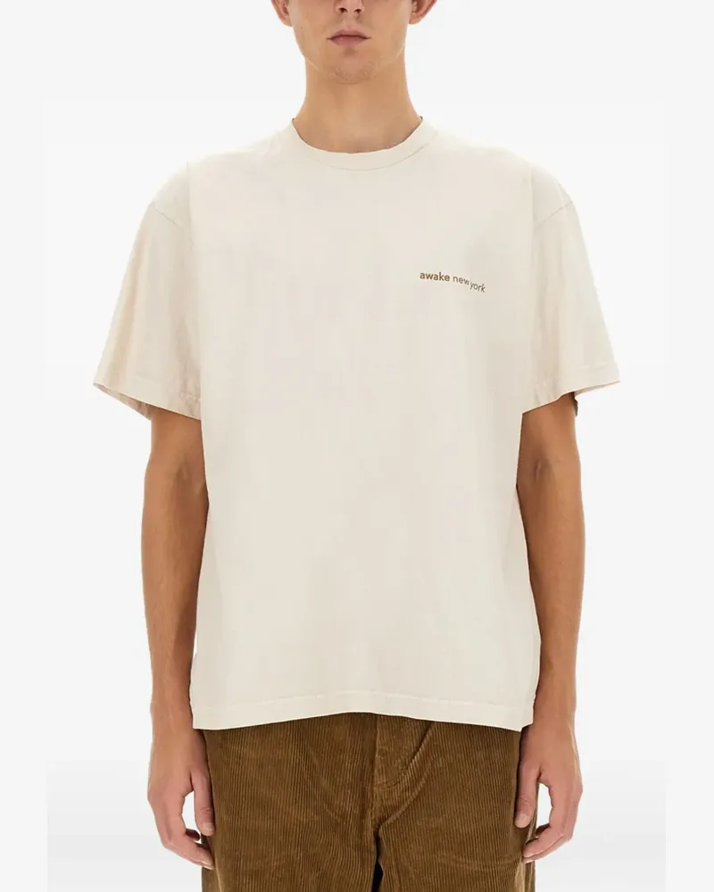 AWAKE NY T-Shirt mit Logo-Print - Nude Nude