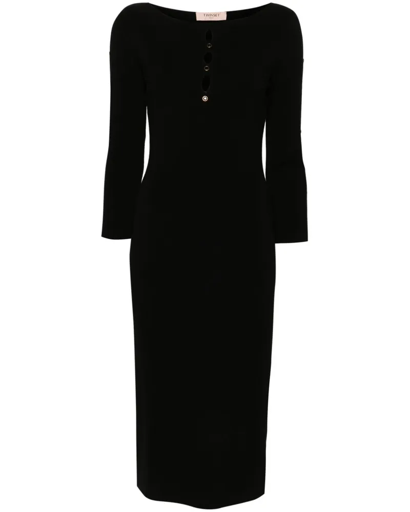 Twin-Set Strickkleid mit Cut-Outs - Schwarz Schwarz