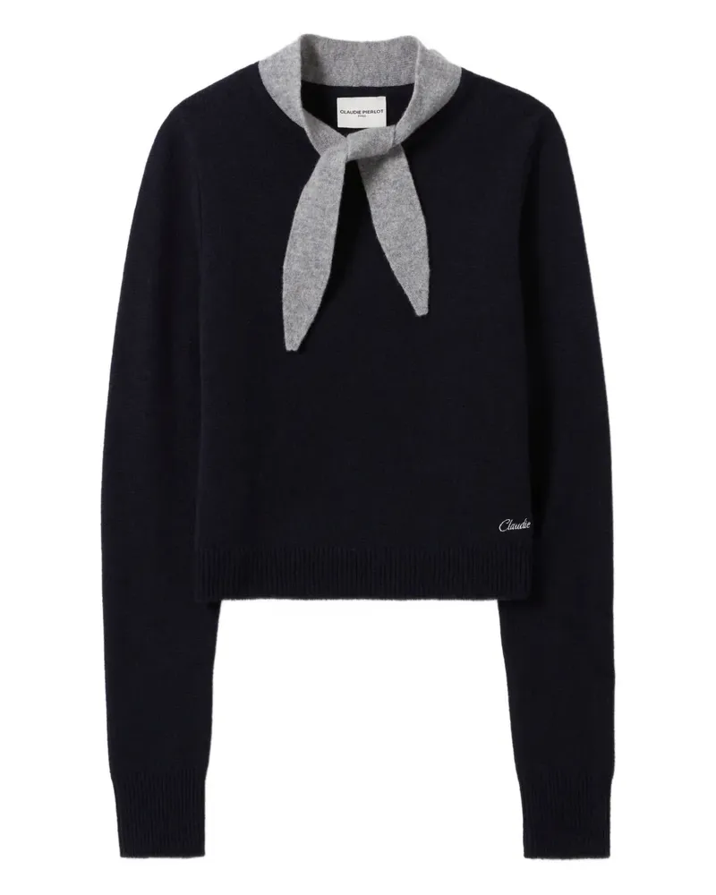 Claudie Pierlot Gestrickter Pullover mit Fliege - Blau Blau