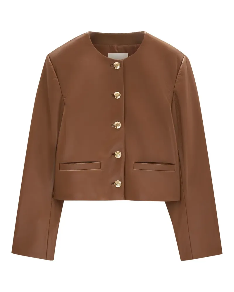 Anine Bing Lederjacke mit Knopfverschluss - Braun Braun
