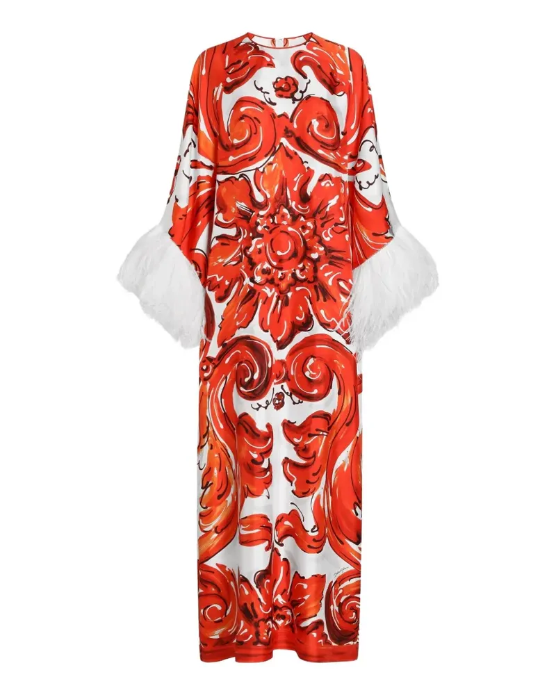 Dolce & Gabbana Langes Kaftan-Kleid mit Majolica-Print - Rot Rot