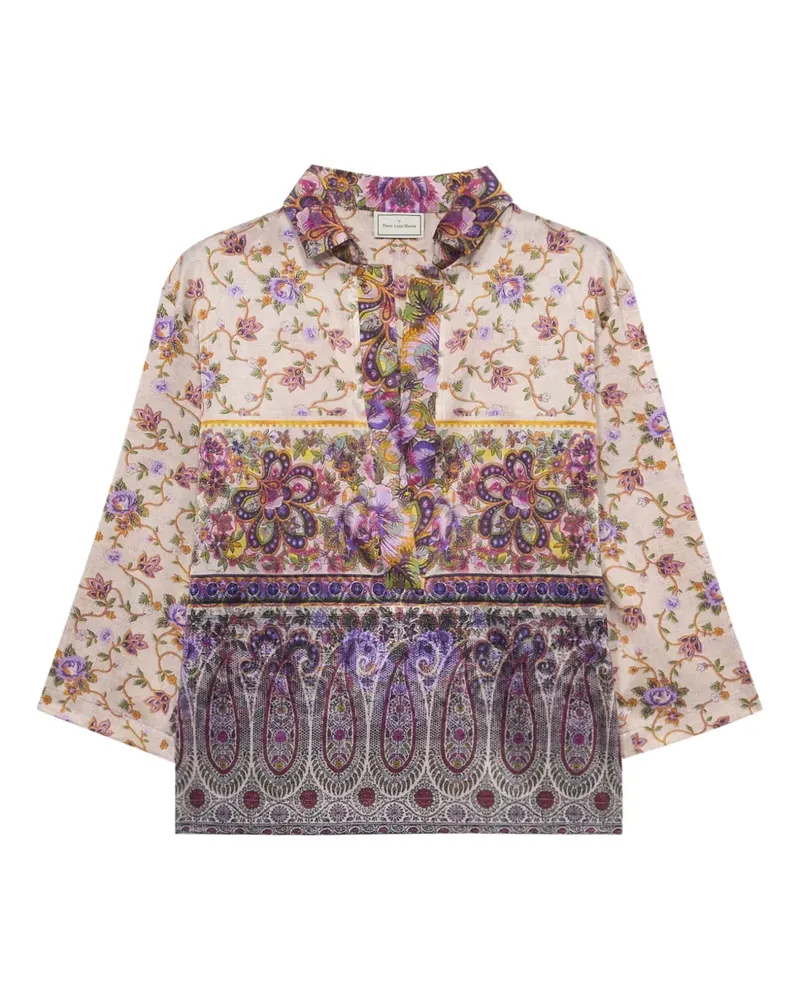 Pierre-Louis Mascia Bluse mit Blumen-Print - Nude Nude