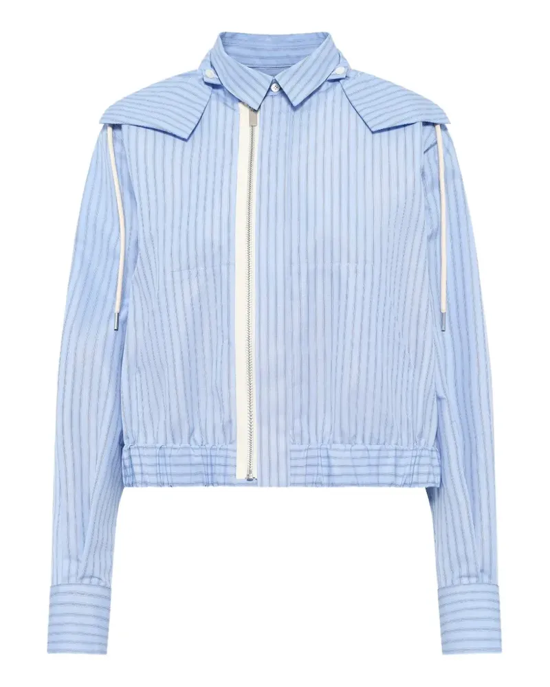 Sacai striped drawstring hoodie - Blau Blau
