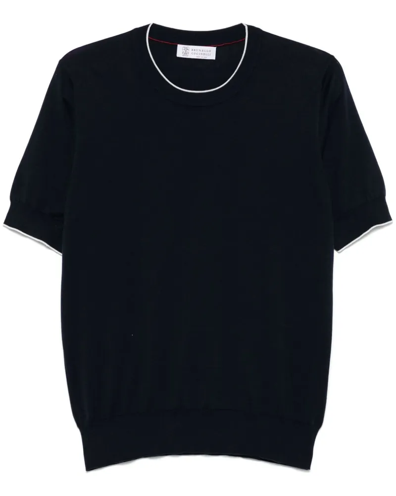 Brunello Cucinelli T-Shirt mit Kontrastdetails - Blau Blau