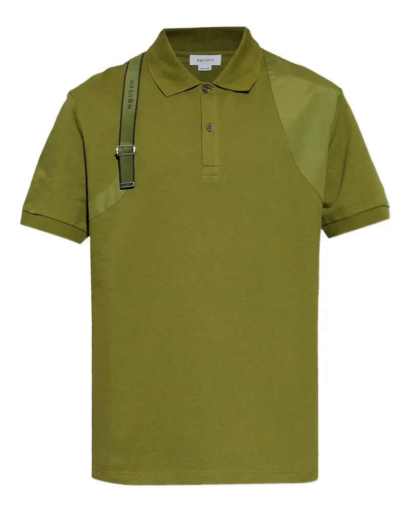 Alexander McQueen panelled strap-detail T-polo shirt - Grün Grün