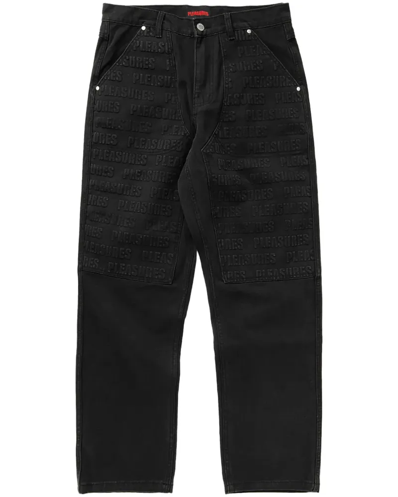 PLEASURES Jeans mit Logo-Stickerei - Schwarz Schwarz