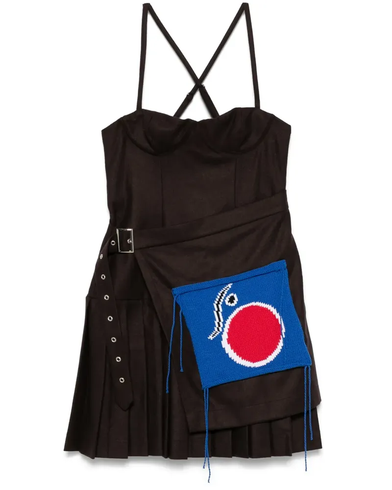Charles Jeffrey Loverboy Minikleid mit gestricktem Patch - Braun Braun