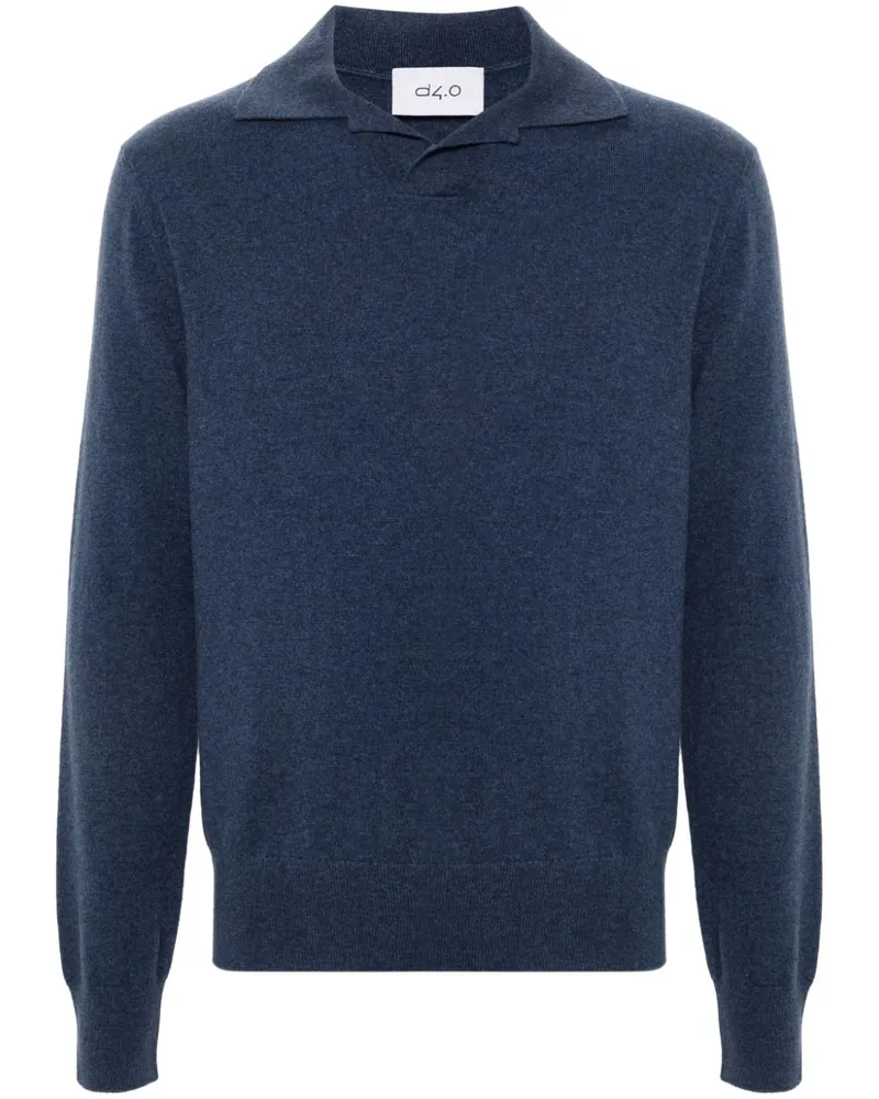 D4.0 Klassischer Kaschmirpullover - Blau Blau