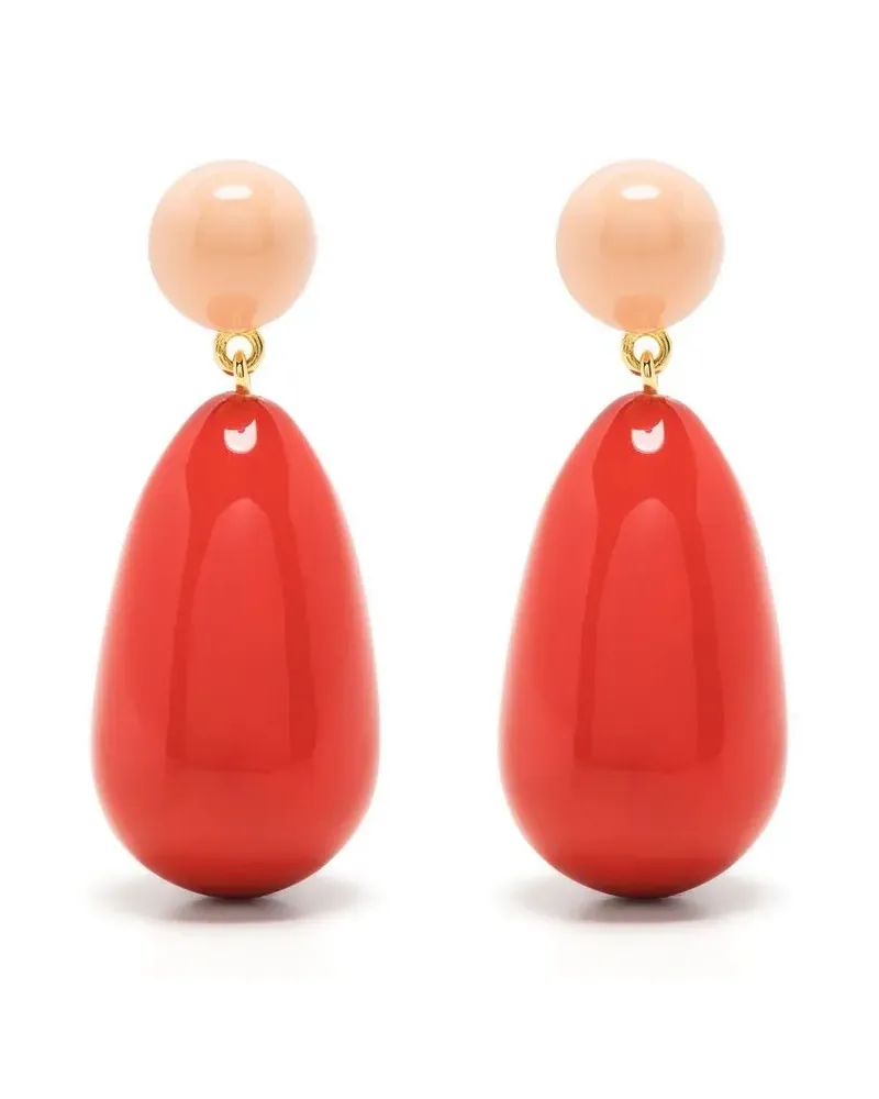 Eshvi Emaillierte Hängeohrringe - Orange Orange