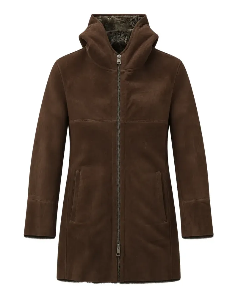 ASPESI hooded suede coat - Braun Braun