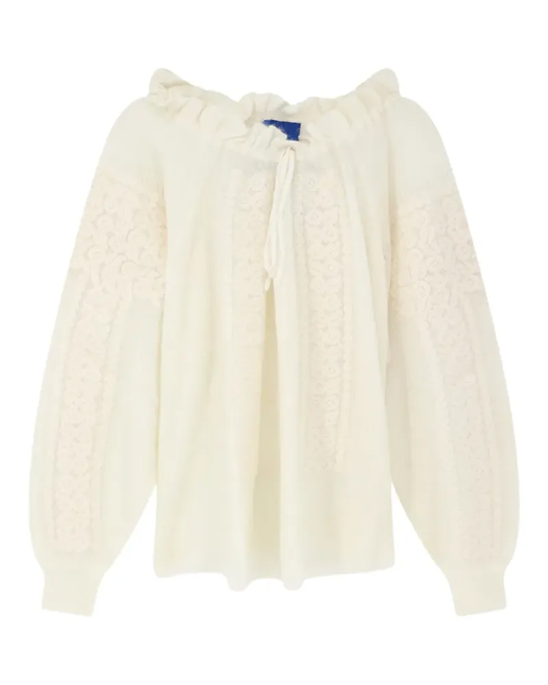 Mes Demoiselles Gehäkelter Appi Pullover mit Rüschen - Nude Nude