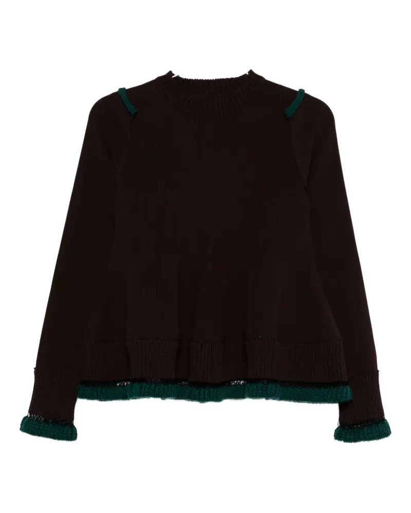 Sacai Pullover mit Rüschenborte - Braun Braun
