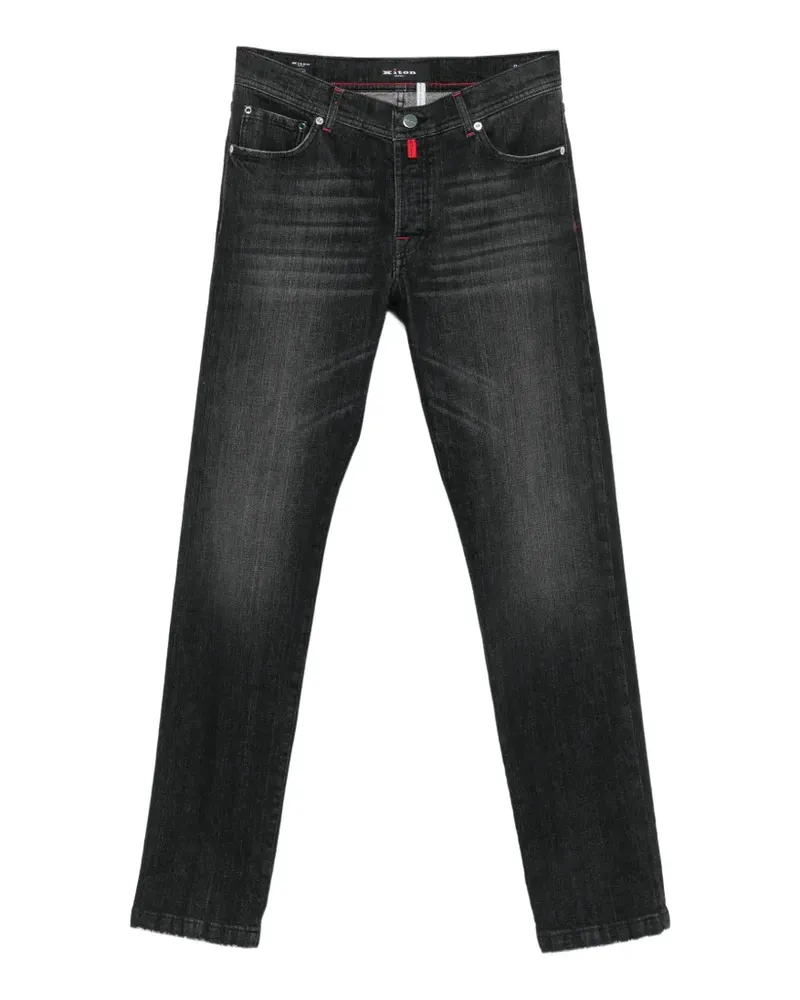 Kiton Ausgeblichene Straight-Leg-Jeans - Schwarz Schwarz