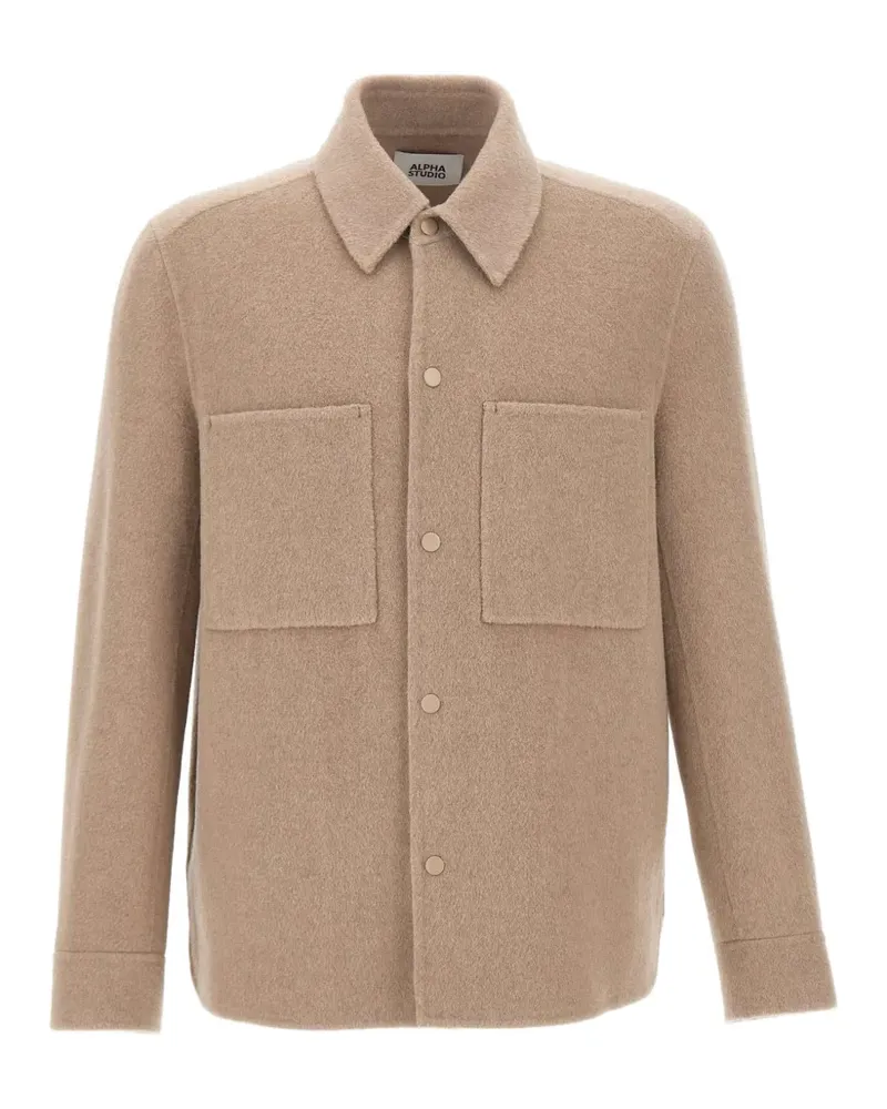 Alpha Studio Hemdjacke aus gebürsteter Wolle - Nude Nude