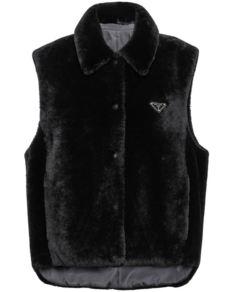 Prada Wendbare Shearling-Jacke - Schwarz Schwarz