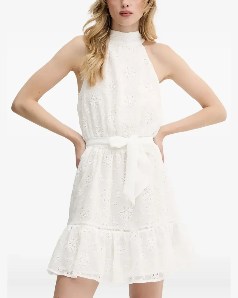 Guess Neckholder-Minikleid mit Blumenstickerei - Weiß Weiß