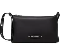 Schultertasche mit Logo-Schild - Schwarz