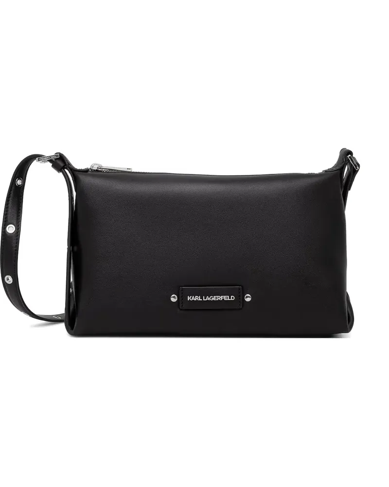Karl Lagerfeld logo-plaque eyelet-embellished shoulder bag - Schwarz Schwarz