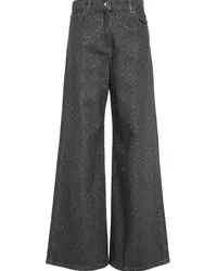 Patrizia Pepe Wide-Leg-Jeans mit Kristallen Grau