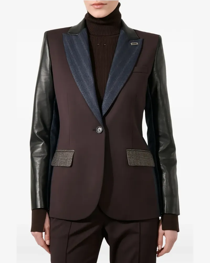 Barbara Bui mixed-media leather-sleeve blazer - Rot Rot