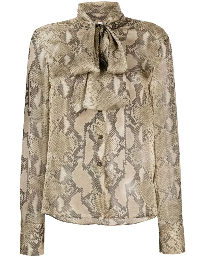 Stella McCartney Hemd mit Pythonleder-Print - Grau Grau