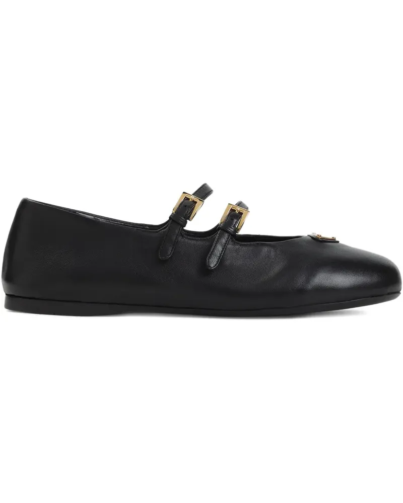 Prada Ballerinas mit doppelter Schnalle - Schwarz Schwarz