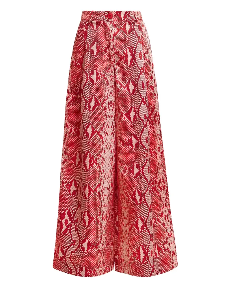 Essentiel Bundfaltenhose mit Schlangenleder-Print - Rot Rot