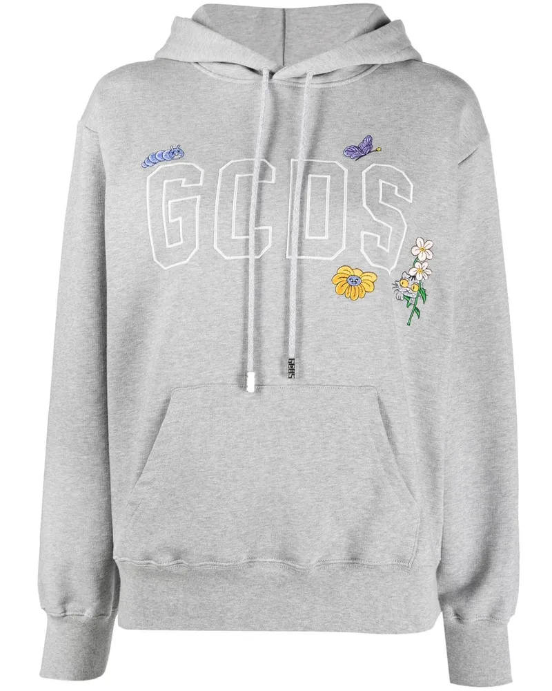 GCDS Hoodie mit Logo-Stickerei Grau