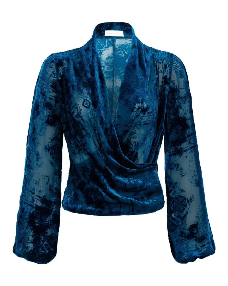 Silvia Tcherassi Tea Wickelbluse mit Devoré-Effekt - Blau Blau