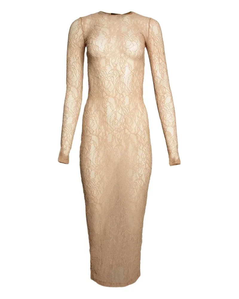 WARDROBE.NYC long-sleeve midi dress - Nude Nude