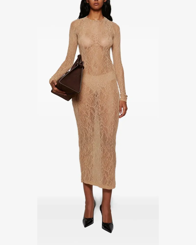 WARDROBE.NYC long-sleeve midi dress - Nude Nude